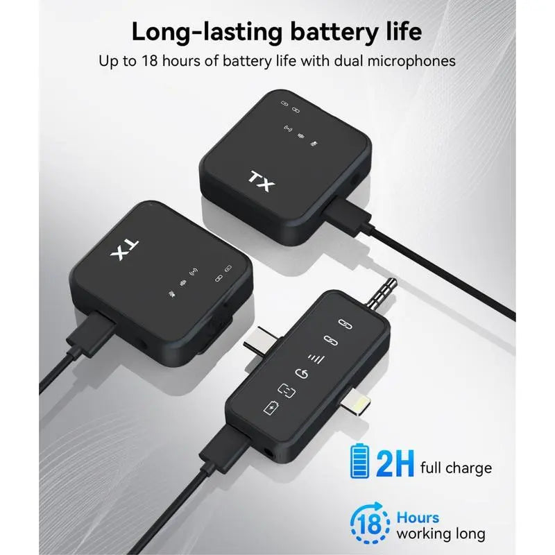 3 in 1 Microphone for Iphone/Android/Camera, 2-Pack Wireless Lavalier Microphonewireless Lavalier Microphone, 328Ft Transmission, 18H Battery Life, Mini Microphone for Record Interview, Vlogs, Youtube, Tiktok Smartphone Audio