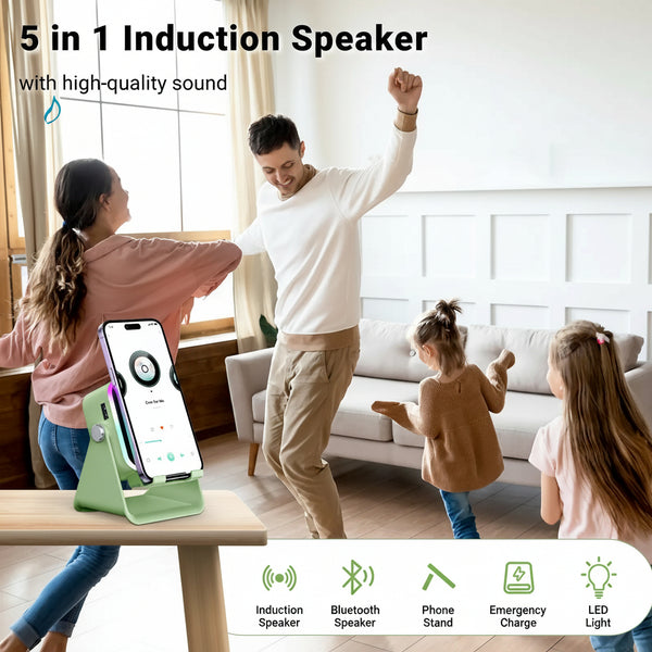VeloceTech™ SonicStand Pro - 5-in-1 Wireless Induction Speaker & Smart Power Hub