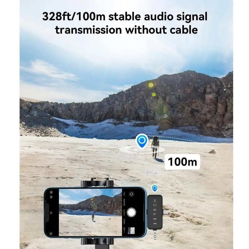 3 in 1 Microphone for Iphone/Android/Camera, 2-Pack Wireless Lavalier Microphonewireless Lavalier Microphone, 328Ft Transmission, 18H Battery Life, Mini Microphone for Record Interview, Vlogs, Youtube, Tiktok Smartphone Audio