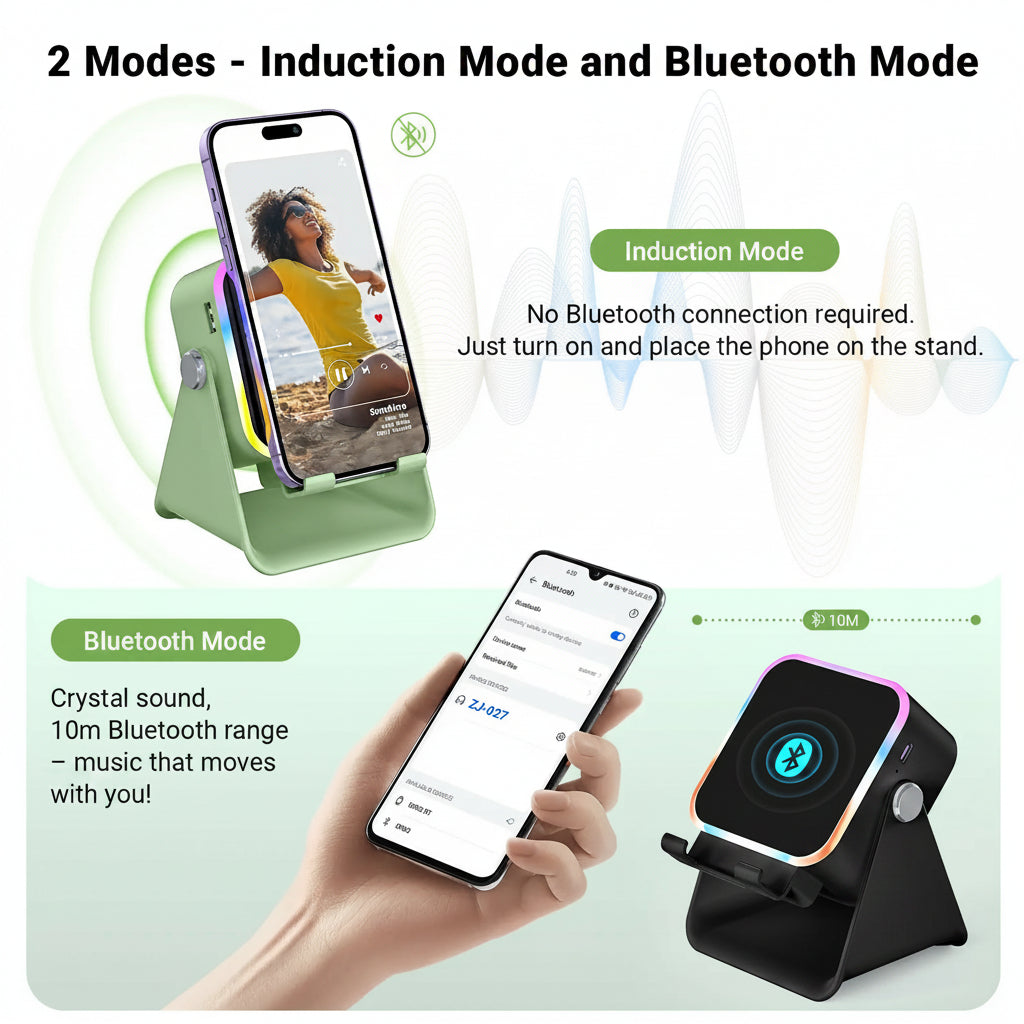VeloceTech™ SonicStand Pro - 5-in-1 Wireless Induction Speaker & Smart Power Hub