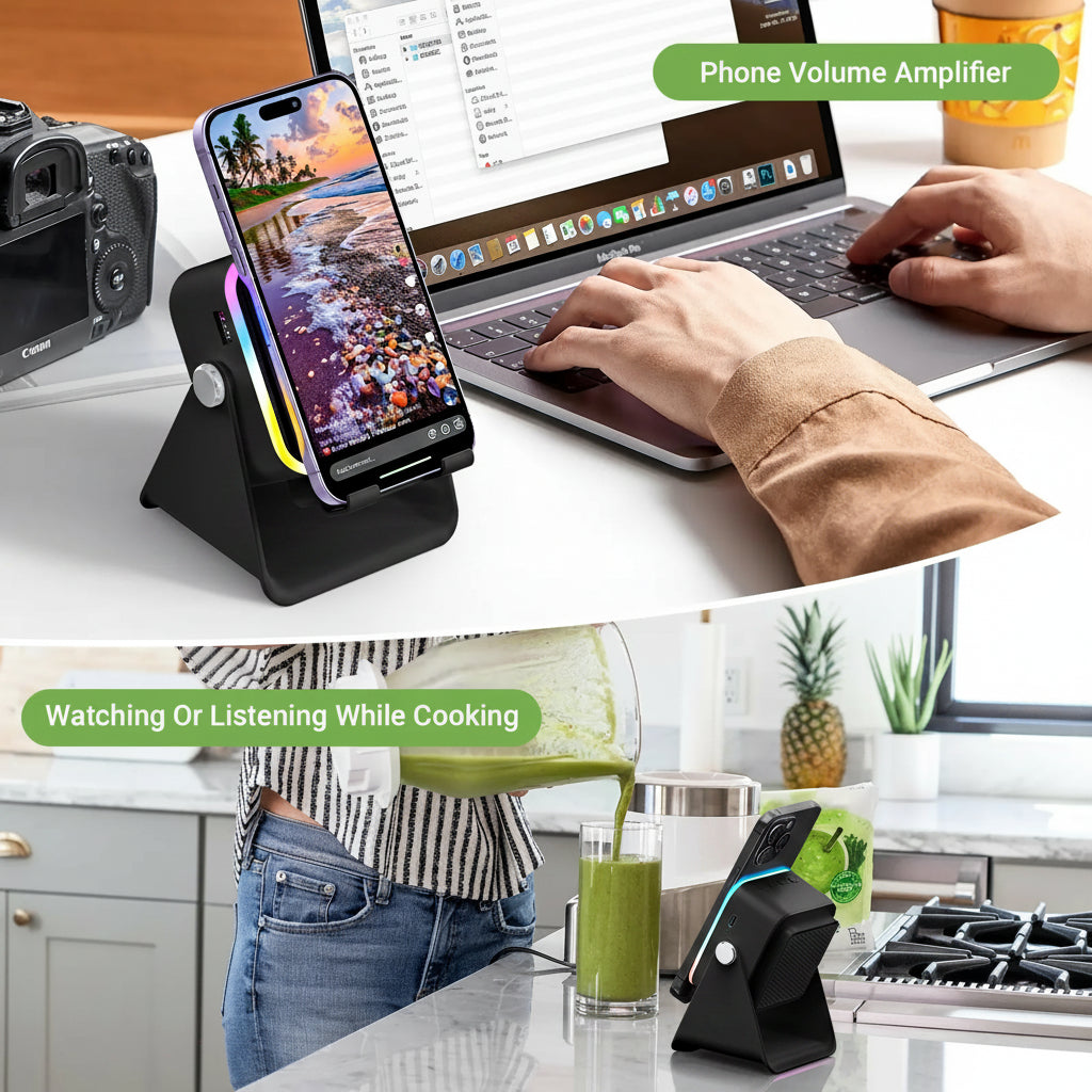 VeloceTech™ SonicStand Pro - 5-in-1 Wireless Induction Speaker & Smart Power Hub