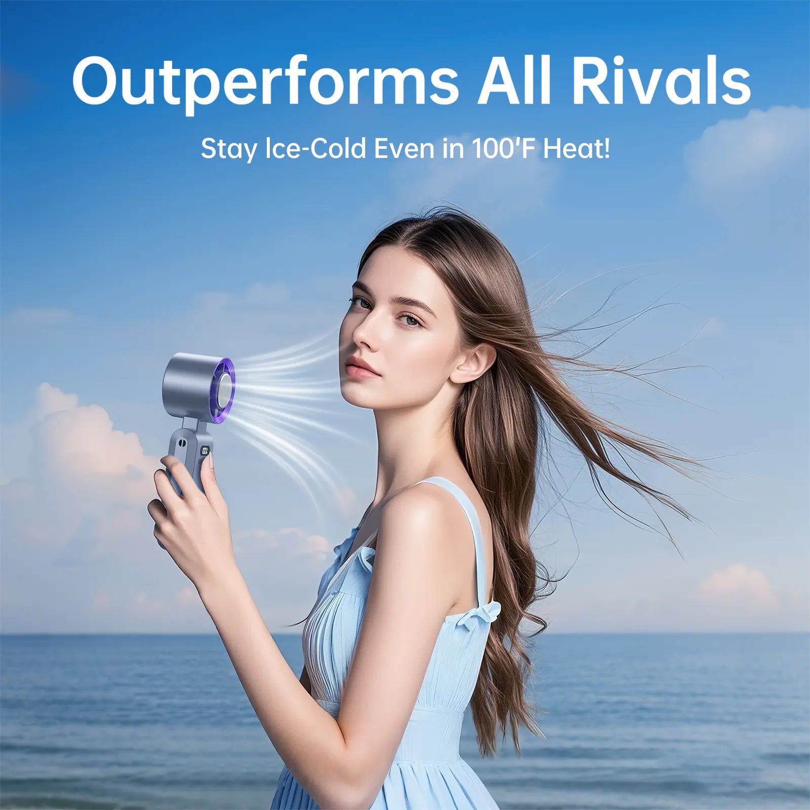 Coolhill Portable Fan Handheld High Speed Fan 199 Adjustable Levels Foldable for Summer Travel Vacation Essentials& Outdoor Activities Cool Fan